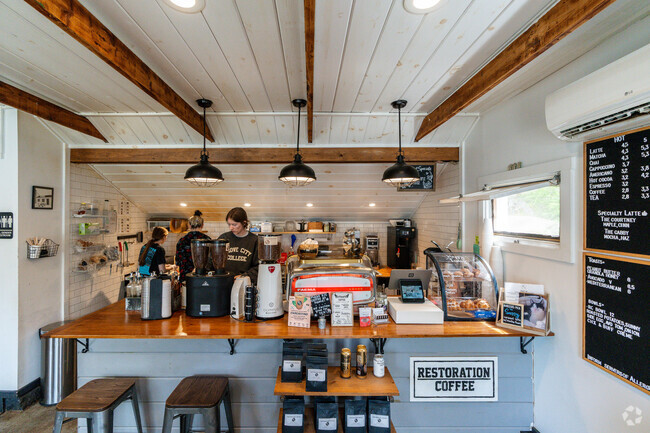 Interior of Restoration Coffee in Black Brook.