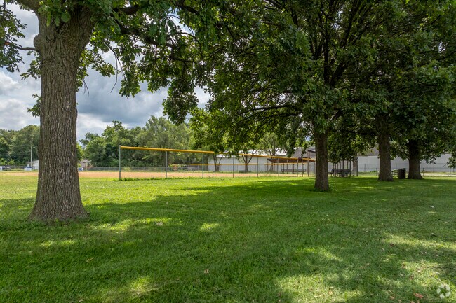 Lawless Park features three baseball fields and shaded areas.