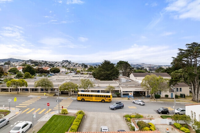 Commodore Sloat Elementary is positioned on a hillside.