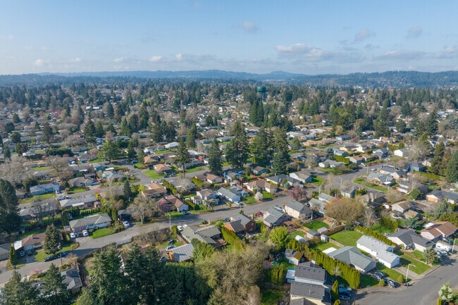 Lush greenery and foliage line the streets of the Lewelling neighborhood in Milwaukie.