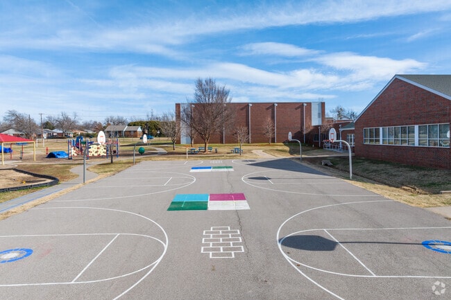 Students have a colorful play space at Nichols Hills Elementary.