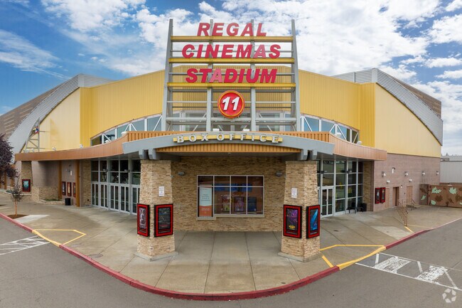 A movie theater at Willamette Town Center sits off Lancaster Drive NE.