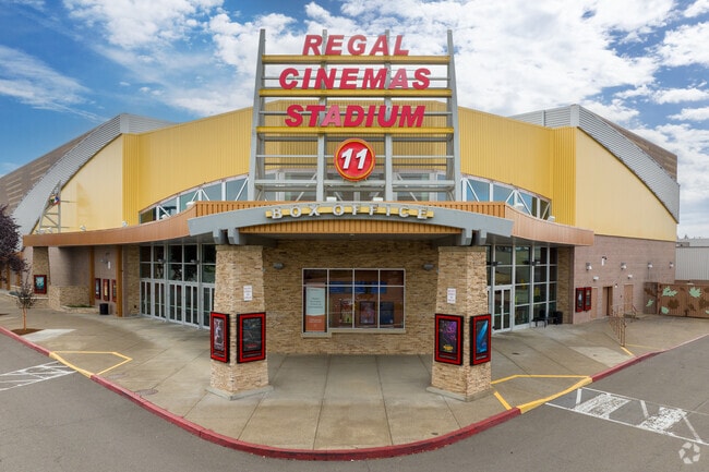 A movie theater at Willamette Town Center sits off Lancaster Drive NE.