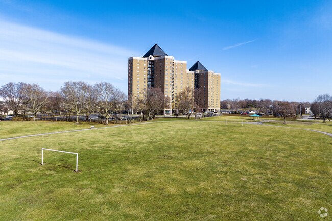 Dreamfield Park has two soccer goals for a fun afternoon game with friends.