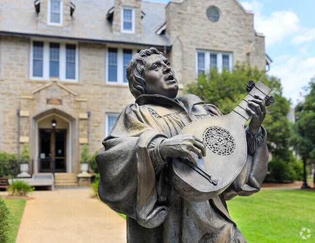 A statue of the Rev. Martin Luther stands on the grounds of  Lutheran Theological Seminary.