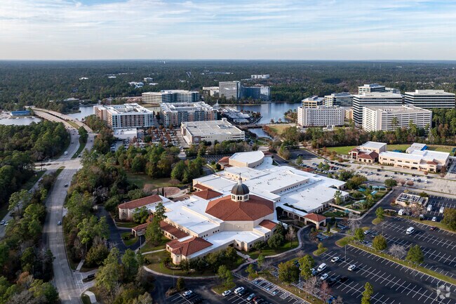 A look over The Woodlands Methodist church and school campus.