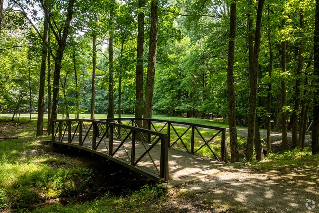 William Warren Park in Perth Amboy, NJ, has a beautiful footbridge in the woods.