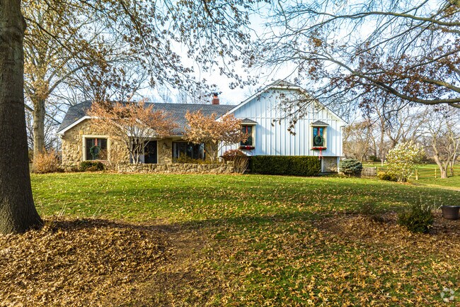 Split-level homes are typical in Blue Valley neighborhood.
