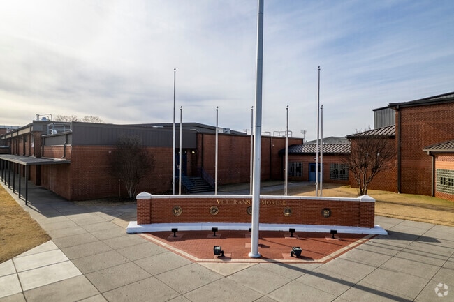 Flags of Buckhorn Middle and High School in New Market Alabama.