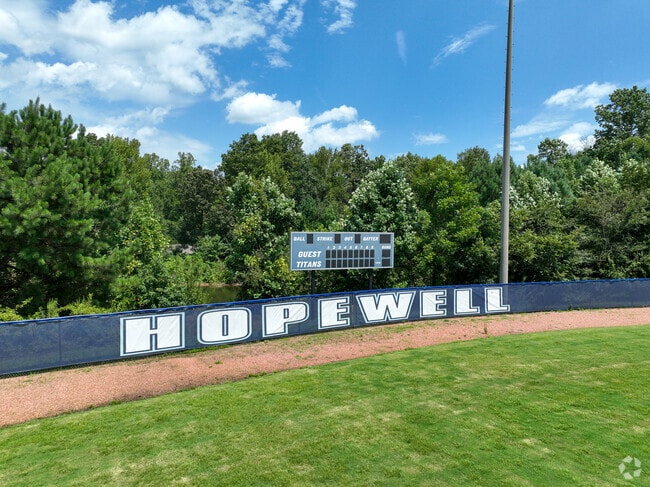 View of the Hopewell High School scoreboard in Huntersville NC.