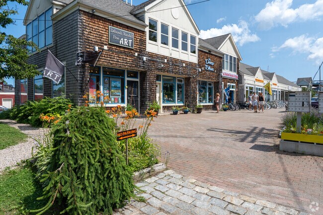Stores line the street in Dock Square in Kennebunk.
