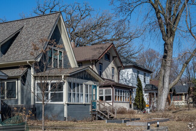 Enclosed front porches are a common sight throughout Kingfield.