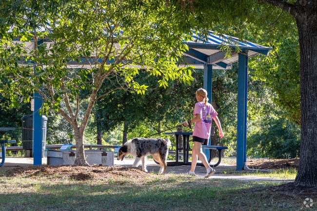 Locals bring their dogs to walk at Anne McCrary Park.