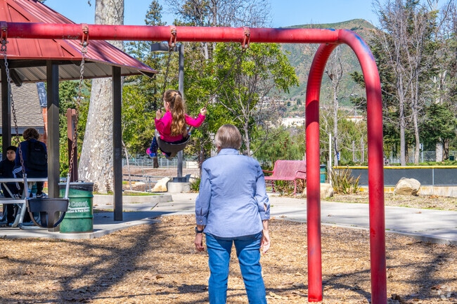 You can find many families enjoying the swings at Borchard Park.