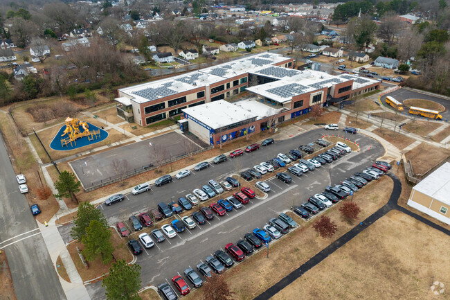 An aerial view of Broad Rock Elementary School.