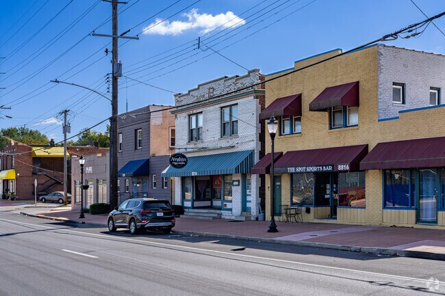 Quaint storefronts occupy the early 20th century buildings in St. John.