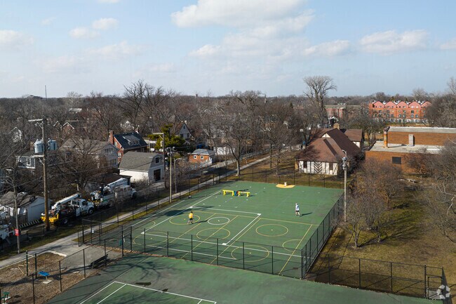Sauganash Park features tennis and pickleball courts.