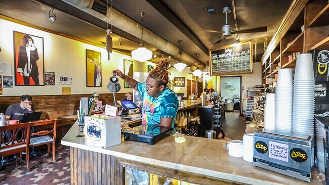 Artistry on display is found behind the bar at Drip Coffee.