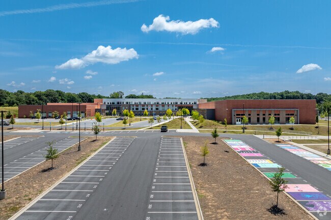 The Palisades High School building in Charlotte, NC.
