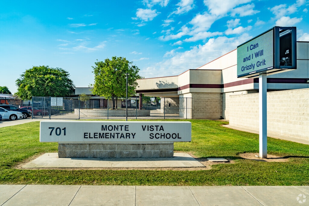 Sign and Marquee at Monte Vista Elementary School in Porterville.