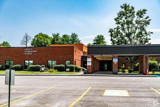 The front entrance to Liberty Elementary School.