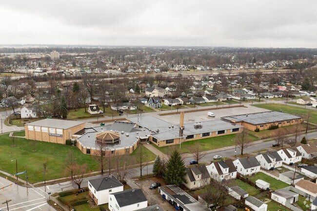 Aerial view of New Tech West and surrounding neighborhoods.
