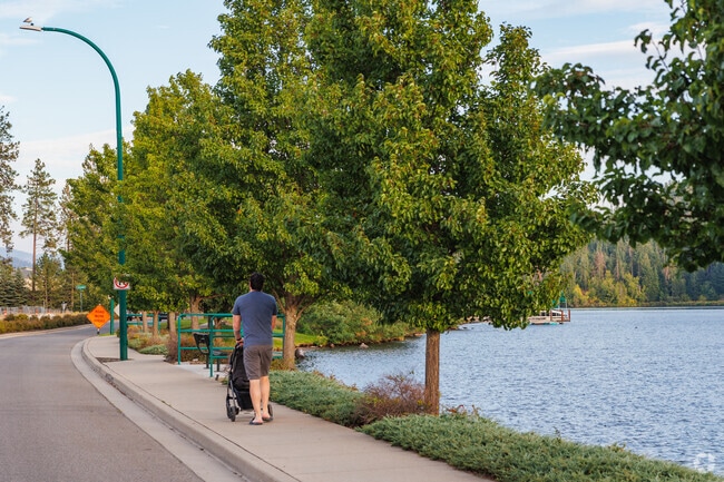 Go for a relaxing walk down the shore of the Spokane River, just outsd