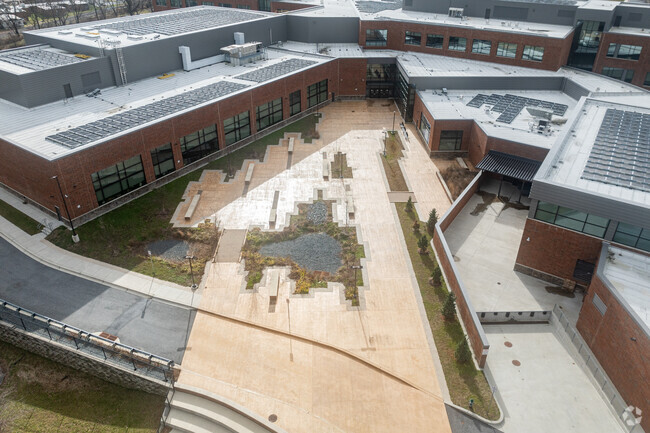 There is a common area for students to gather in the back of Havre De Grace Middle-High.