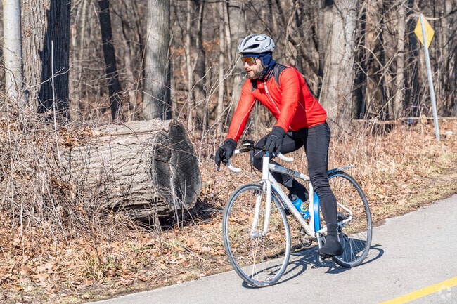 The scenic biking trails in Harms Woods are second to none.