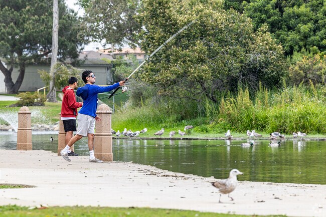 Polliwog Park's large lake attracts fisherman trying their luck at the best catch.