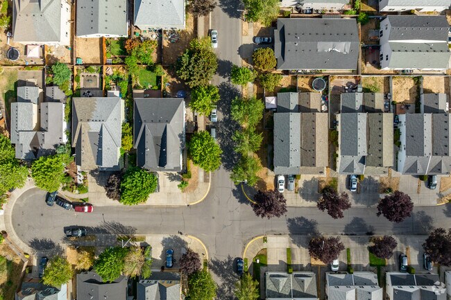 Compact streets weave through Image’s southwest, seen from above.