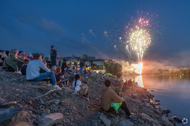 Families in New Hope gather on the Delaware to watch the fireworks on Fridays in the Summer.