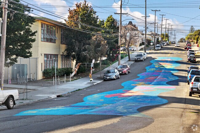 Even some of the streets in Meadow Brook have artwork on them.