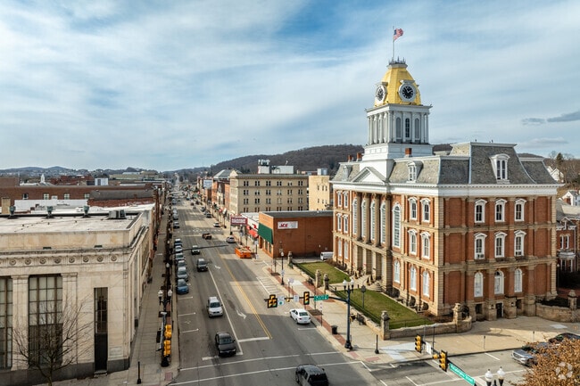 Indiana is roughly 28 miles east of Kittanning, known for its college town vibe and dining.