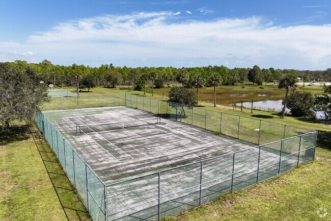 An aerial view of Malabar Community Parks tennis court in the Malabar community.
