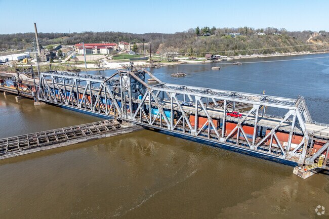 The Fort Madison Bridge is a unique double-decker design that allows for car and train traffic at the same time.