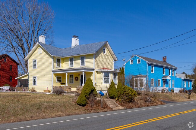 Colorful Colonial homes add charm to Ringoes in East Amwell Township.