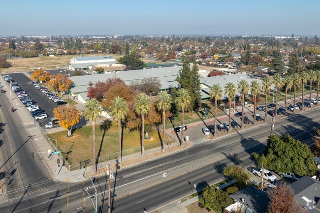 Palm trees line the campus of Kings Canyon Middle School in Fresno.