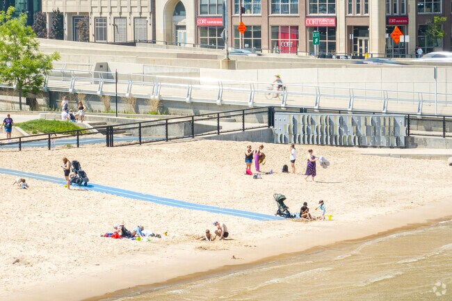 Ohio St Beach is family friendly with a foam walk way across the sand.