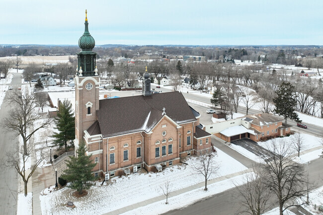 St. Maximilian Kolbe lies near downtown Delano.