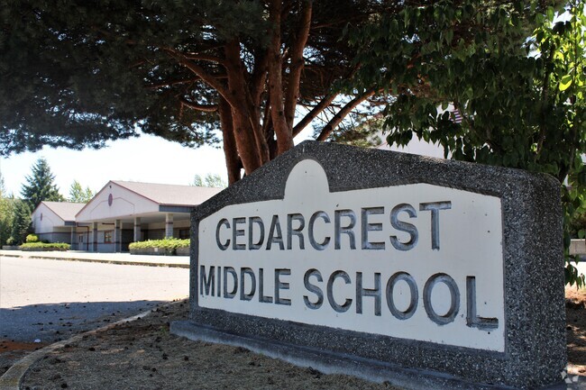 Cedarcrest Middle School signage.