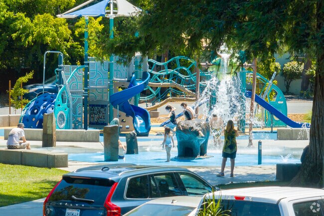The Splash pad at Chapman Park offers refreshment.