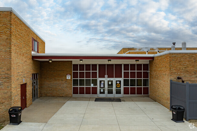 Student entrance to Romulus Senior High School.
