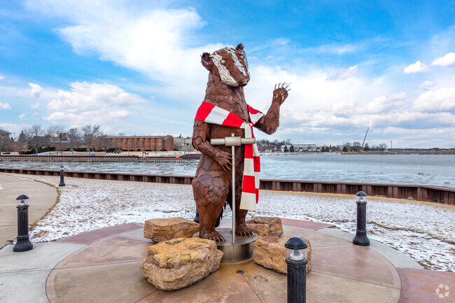 The S.S. Badger Lake Michigan Carferry has it's own statue, which waves at passengers.