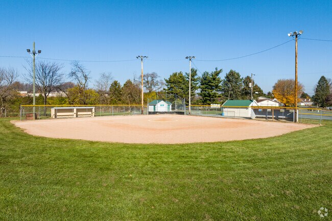 Clyde Smith Memorial Park features a community ball field.