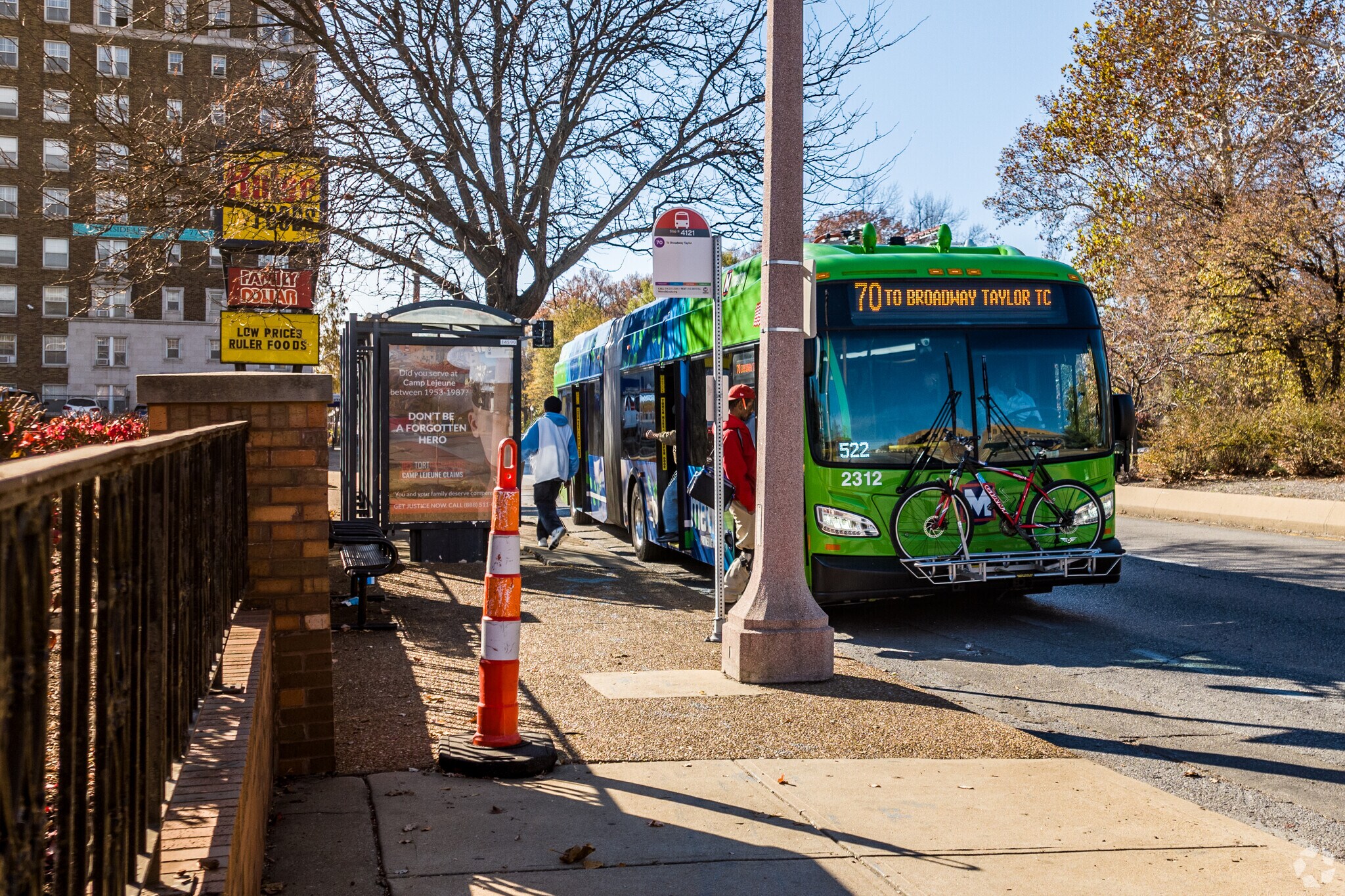 Jump on the bus and head to downtown St. Louis, its only a few minutes down the road.