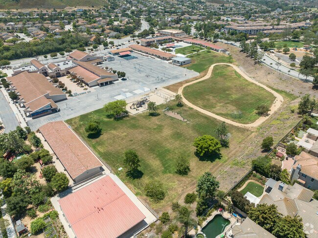 An aerial of Sycamore Canyon School in Dos Vientos Ranch.