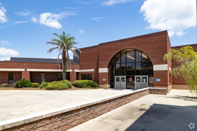 Entrance of Liberty County High School in Hinesville, GA.