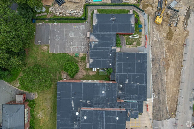 Overview of playground at John D. Hardy Elementary School in the Wellesley neighborhood.