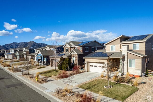 New homes near the mountains are plentiful in Candelas, Arvada, Colorado.